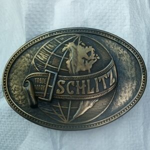 Schlitz Trade Mark Vintage Metal Belt Buckle